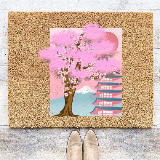 Japan aesthetics sakura tree gift cherry blossom Coir Doormats