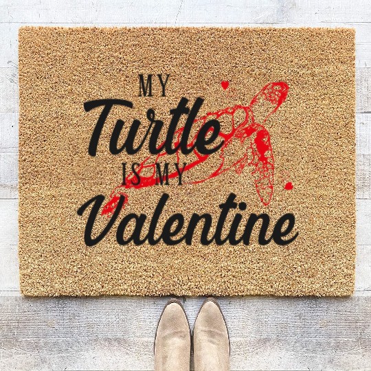 Sea Turtle Tortoise Valentines Day Coir Doormats