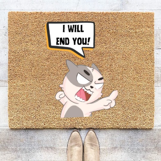 Angry Cat Saying I Will End You Coir Doormats