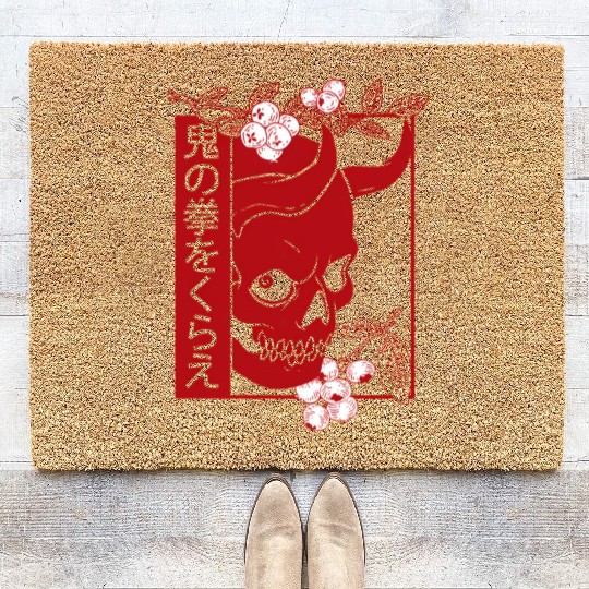 Japanese Demon Face ull Devil Oni Harajuku Coir Doormats
