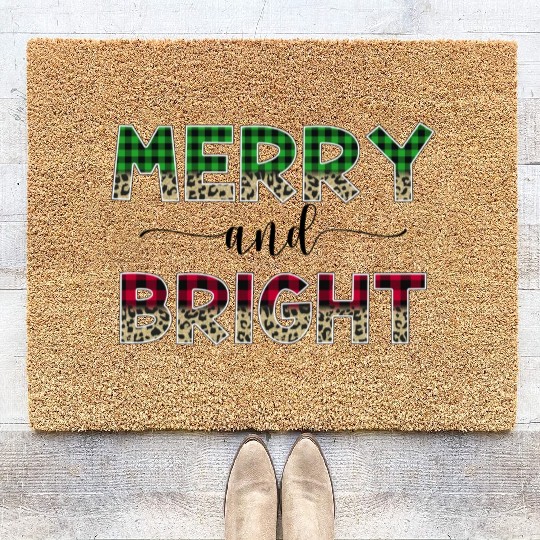 Merry and Bright Christmas Coir Doormats