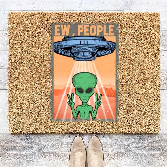 Ew People Alien Funny Ufo Vintage Coir Doormats