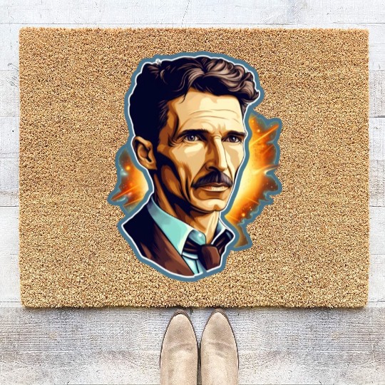 Nikola Tesla Physics Nerd Geek Natural Sciences Coir Doormats