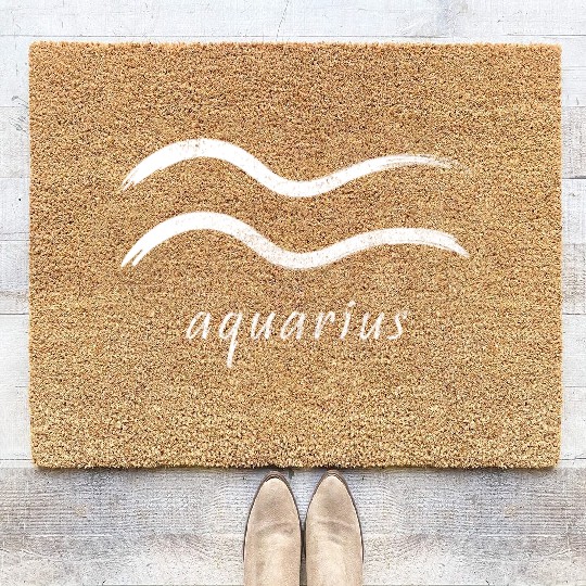 Zodiac Symbol Sign Aquarius Coir Doormats