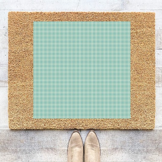 Retro Checkered Pattern Teal Coir Doormats