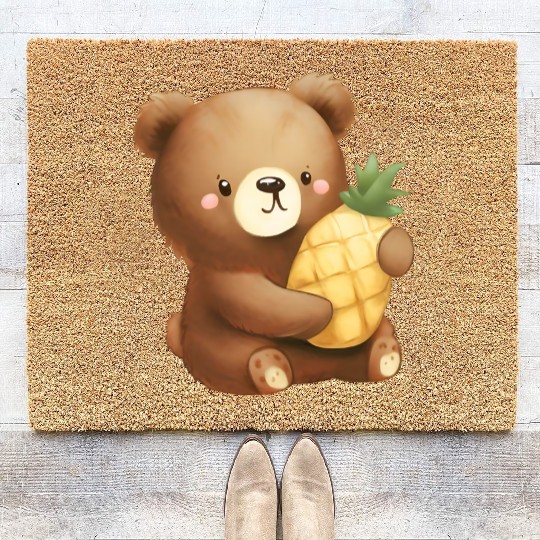 Bear loves pineapple Coir Doormats