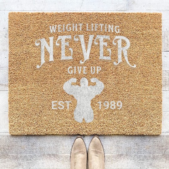 Never Give Up Vintage Gym Coir Doormats