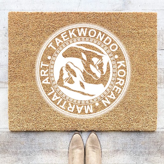 TAEKWONDO FIST YING YANG Coir Doormats