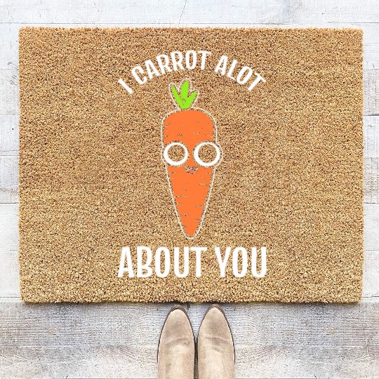 Carrot Pun Vegetable Farmer Coir Doormats