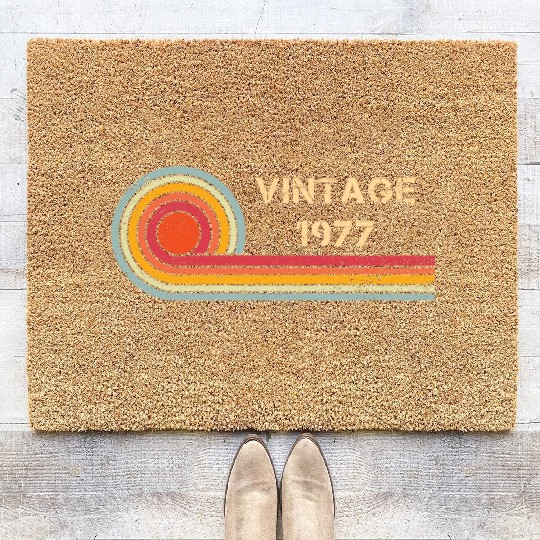 Vintage 1977 birthday retro design Coir Doormats