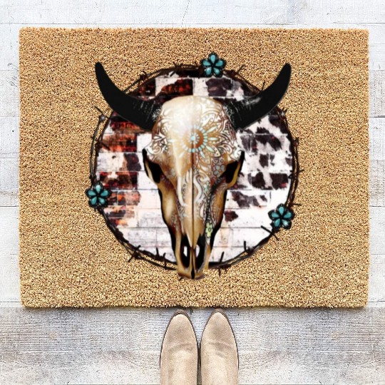 Bull Skull Western Coir Doormats