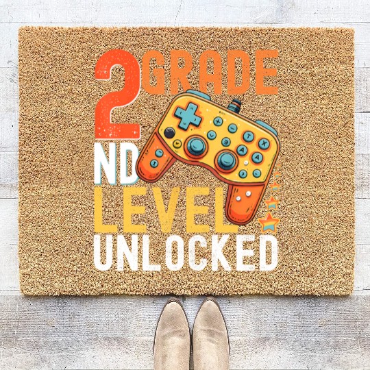 2nd Grade Level Unlocked Video Game Back to School Coir Doormats