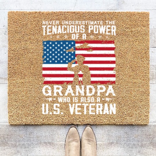 US Army Veteran Grandpa Coir Doormats