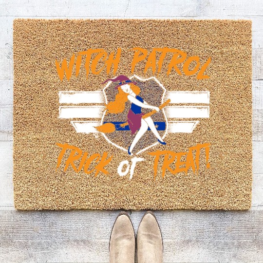 Witch Patrol: Trick or Treat! Policeman Halloween Coir Doormats