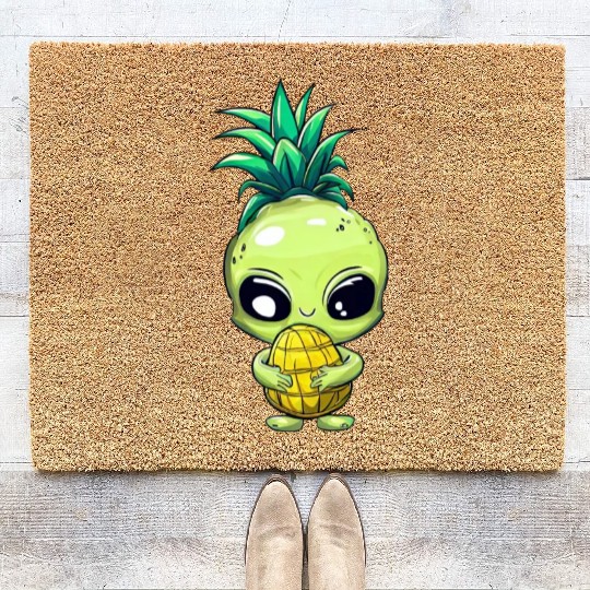 Alien with Pineapple Hair Coir Doormats