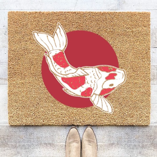 Japanese Koi Fish Koi Fish Keeper Coir Doormats