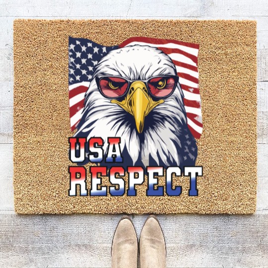 gift idea bald eagle american flag Coir Doormats