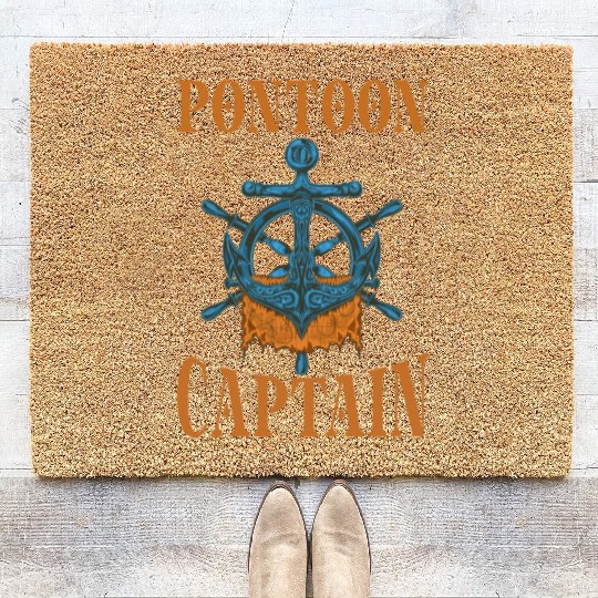 Fun Pontoon Capt Retro Vintage Style Pontoon Boat Coir Doormats