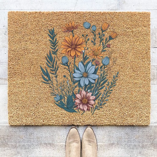 Nature Aesthetic Wild Flower Botanical Coir Doormats