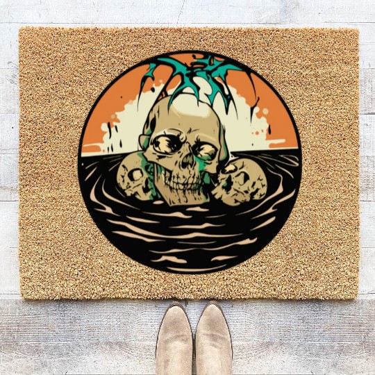 zombie skull beach Coir Doormats