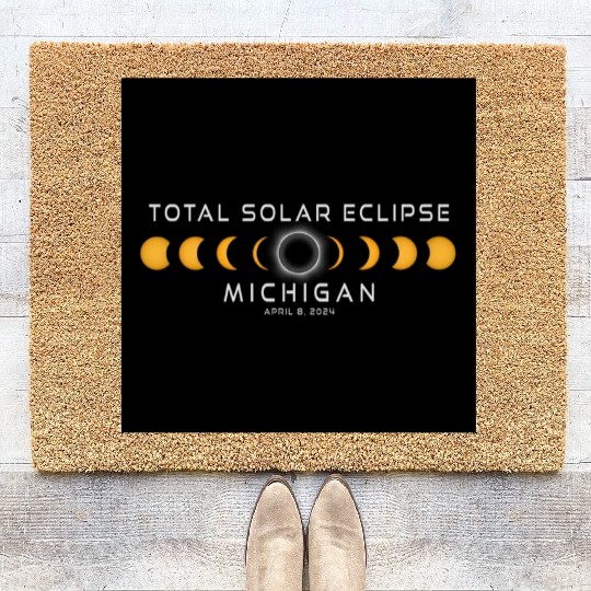 Michigan 2024 Eclipse Cool Souvenir April 8 Coir Doormats