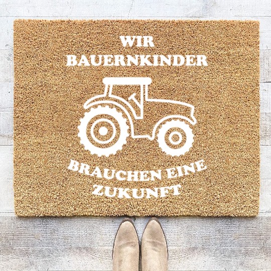 Farmer Child Farming Tractor Coir Doormats