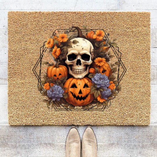 Indie skull design Halloween Gift Coir Doormats