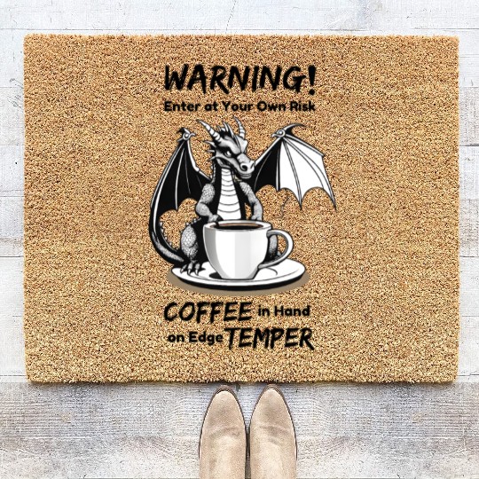 Angry Dragon Coffee Phrase Coir Doormats