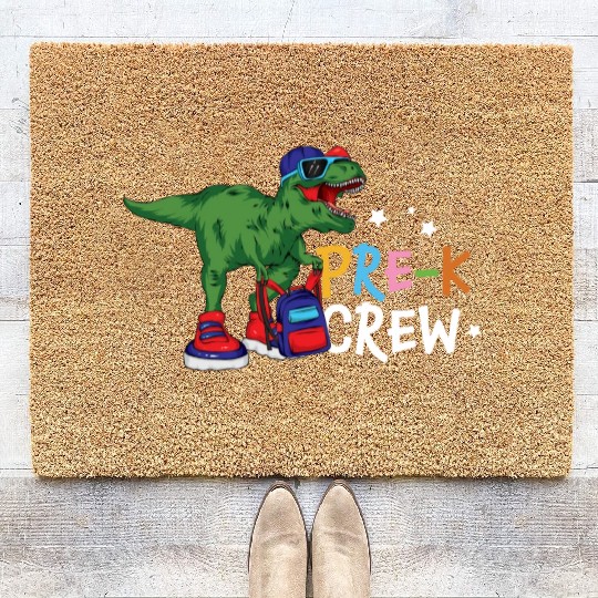 Funny T Rex Back To School Pre K Crew Pre Coir Doormats