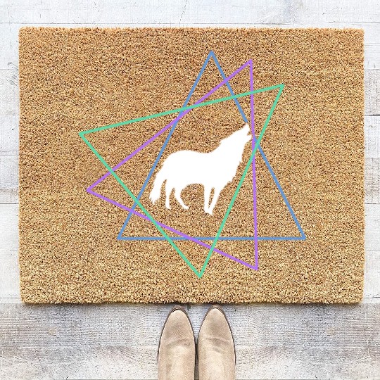 Geometric Howling Wolf Coir Doormats