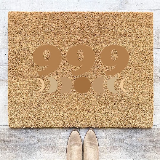 Moon Cycle Brown Angel Numbers 999 Coir Doormats