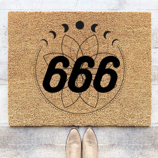 Mandala Angel Numbers 666 Moon Cycle Coir Doormats