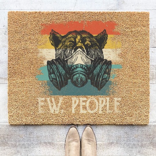 Ew People Bear Funny Introvert Vintage Retro Coir Doormats