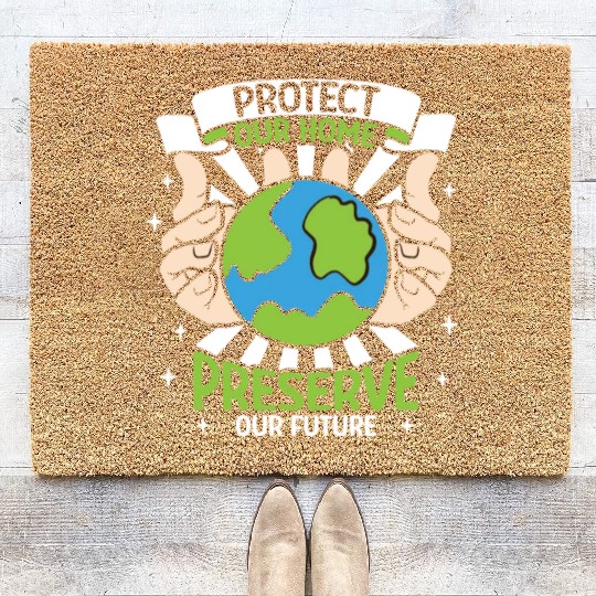Climate Change Environmental Earth Day Planet Coir Doormats