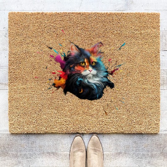 Persian Cat Realistic Animal Portrait Coir Doormats
