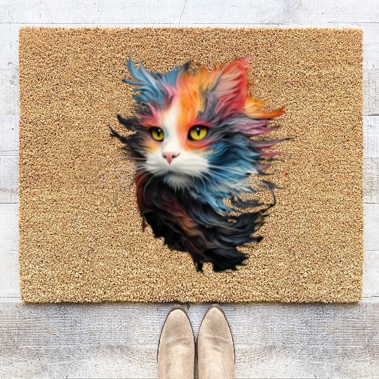 Persian Cat Masterful Animal Painting Coir Doormats