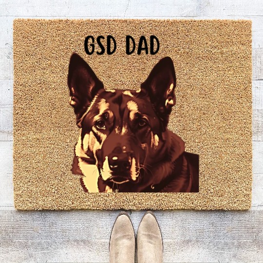 GSD dad dog lovers graphic Coir Doormats and apparel