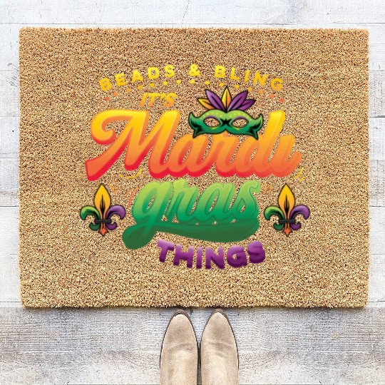 Beads & Bling It's Mardi Gras Things Coir Doormats