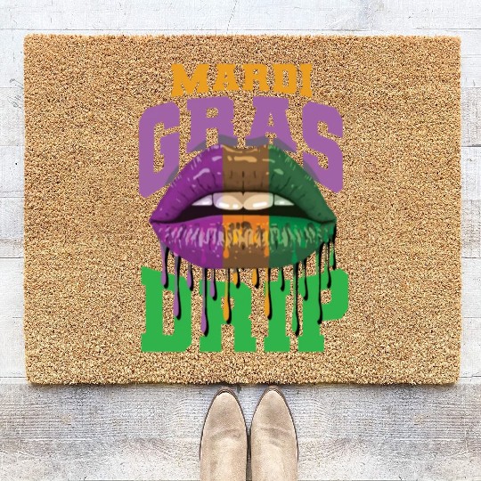 Lips Mardi Gras Drip Coir Doormats