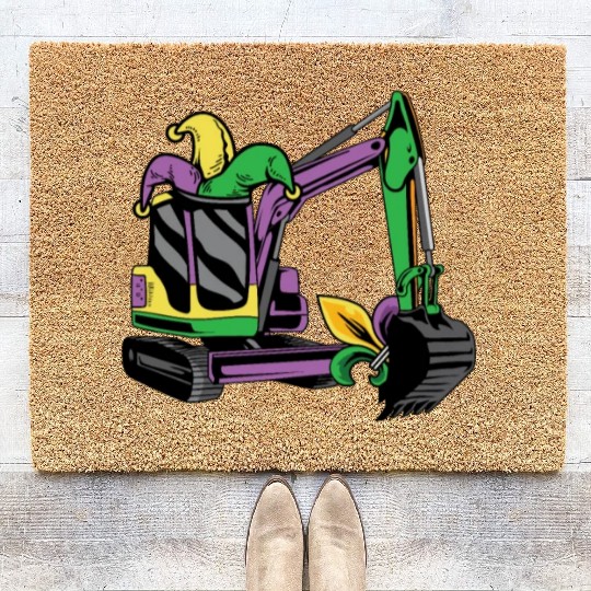 Excavator Mardi Gras Coir Doormats