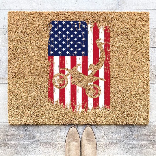 Supercross Freestyle Motocross American Flag Coir Doormats