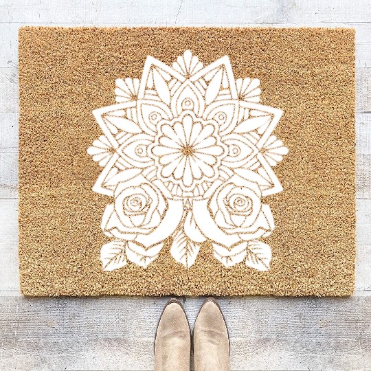 Rose Gardening Mandala Coir Doormats