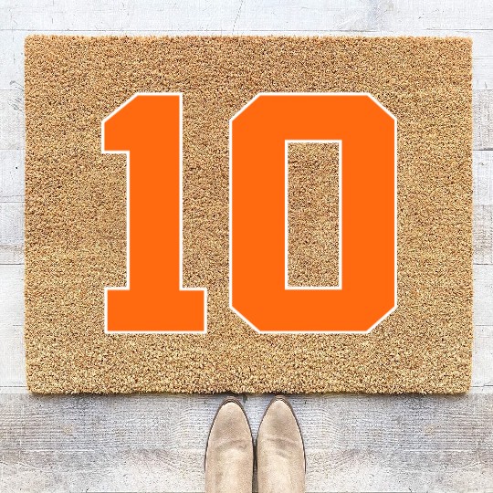 Number 10 Sports Orange Coir Doormats