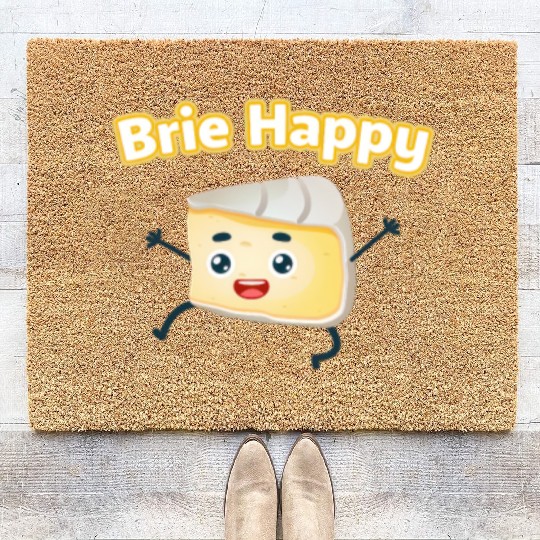 Brie Happy: Cheesy Pun for Cheese Lovers Coir Doormats