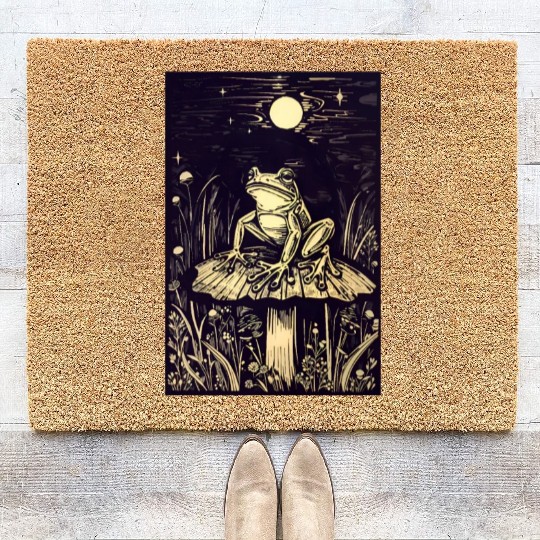 Starry night frog Coir Doormats