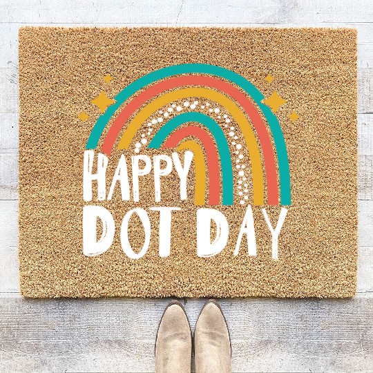 Happy Dot Day Rainbow Polka Dot International Coir Doormats