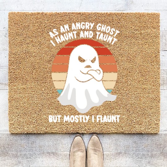 Ghost Hunter Funny Ghost Angry Ghost Halloween Coir Doormats