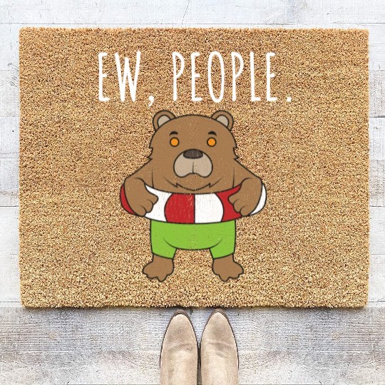 Ew People Bear Distressed Coir Doormats