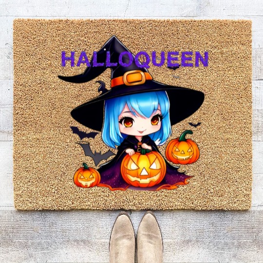Hallo Light Blue Witch Coir Doormats