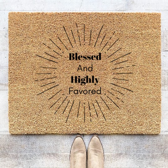 Blessed and Highly Favored Black Coir Doormats